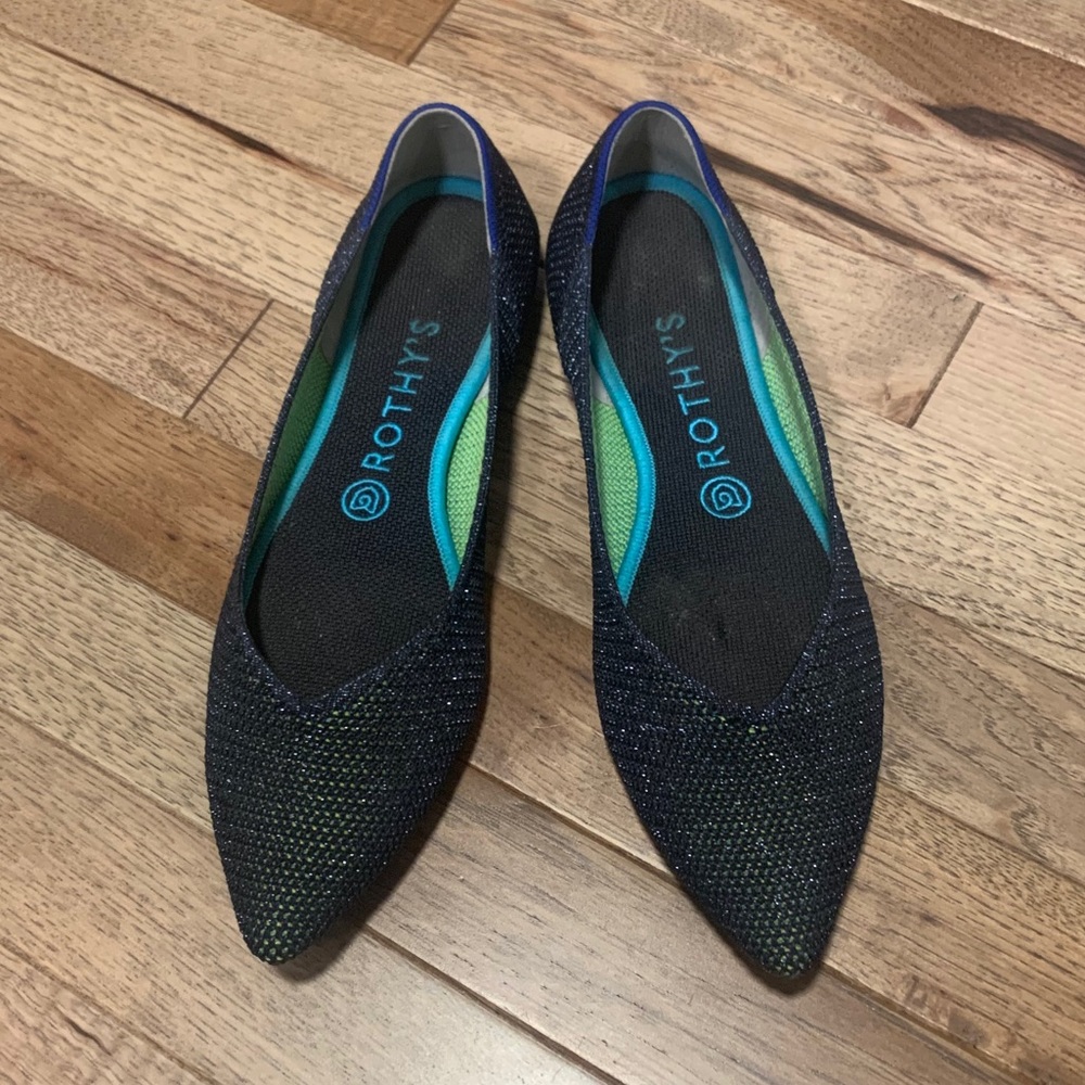 Rothy’s Metallic Lattice Stitch Points Blue size 9